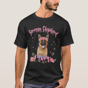 Cute German Shepherd mama Flower Hondenliefhebber  T-shirt