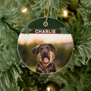 Cute German Shepherd Name and Photo Kerstmis Keramisch Ornament