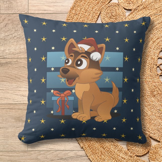 Cute German Shepherd puppy Cartoon Starry night Kussen (Creator heeft geüpload)