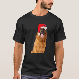 Cute German Shepherd Santa Hat Image Funny Christm T-shirt