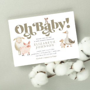 Cute Geslacht Neutrale Baby Boerderij Dieren Baby  Kaart