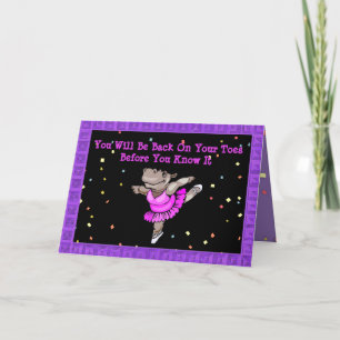 Cute Get Well Card met Hippo Ballerina On Toe Kaart