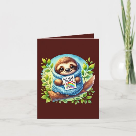 Cute get well soon sloth kaart (Voorkant)