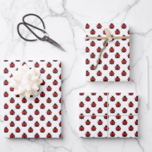 Cute getegelde bloemen lieveheersbeestjes kleine m inpakpapier vel