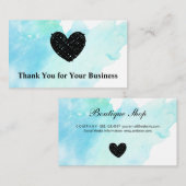 Cute Getekend Hart | Waterverf | Ty Kaart Visitekaartje (Voorkant / Achterkant)