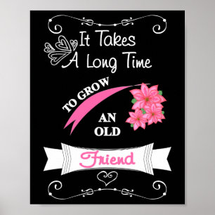Cute Gezegde voor een oude vriend Typografie Poster