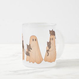 Cute Ghost and Black Cat Halloween Mug Matglas Koffiemok