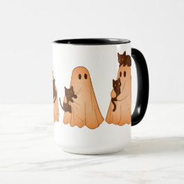 Cute Ghost and Black Cat Halloween Mug Mok