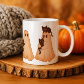 Cute Ghost and Black Cat Halloween Mug Mok