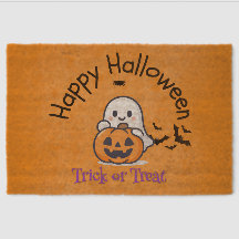 Cute Ghost and Pumpkin "Happy Halloween"