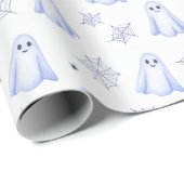 Cute Ghost and Spiderweb Halloween Cadeaupapier (Rol Hoek)