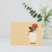 Cute Ghost avec carte postale Citrouille Balloon (Debout devant)