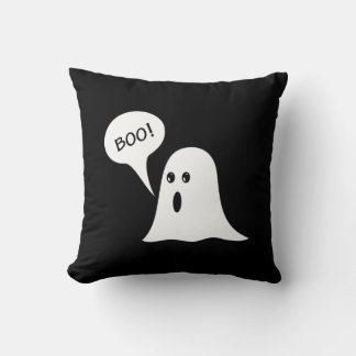 Cute Ghost BOO Halloween Black and Orange Kussen