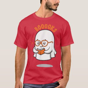 Cute Ghost Book Reading Halloween Teacher Kinder S T-shirt