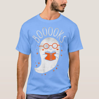 Cute Ghost Book Reading Teacher School Funny Hallo T-shirt