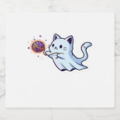 Cute Ghost Cat  Spooky Halloween Kitten  Magical W Sparkling Wijnetiket (Enkel label)