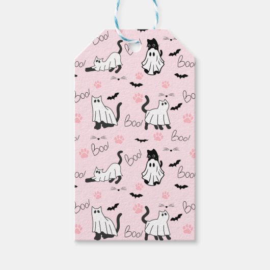 Cute Ghost Cats Halloween Cadeaulabel (Voorkant)