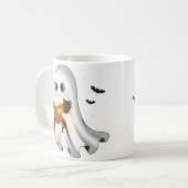 Cute Ghost Chat Lecture Livre Halloween Mug | Éffr (Devant gauche)