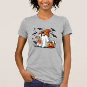 Cute Ghost Coffee Pumpkin Halloween T-shirt (Voorkant)