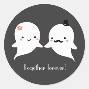  Cute Ghost Couple Ronde Sticker