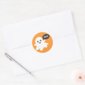 Cute Ghost dat Goes Boo is, Happy Halloween Ronde Sticker (Envelop)