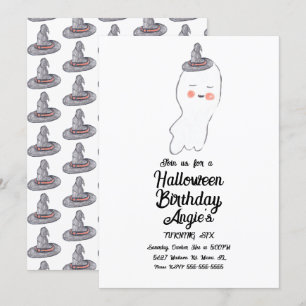 Cute Ghost Doodle Halloween Verjaardagsfeest Kaart