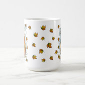 Cute Ghost en Jack-o-Lantern Falling Leaves Magische Mok (Midden)