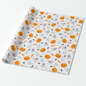 Cute Ghost en Pumpkin Halloween Cadeaupapier (Uitgerold)
