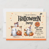 Cute Ghost en Pumpkin Halloween Kaart (Voorkant)