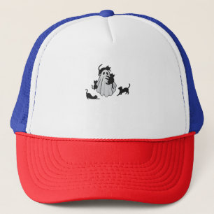 Cute Ghost en Zwarte Katten Klassiek T-shirt Trucker Pet