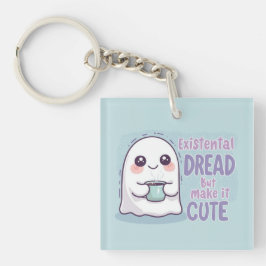 Cute Ghost "Existential Dread But Make It Cute"  Sleutelhanger