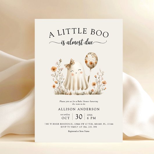 Cute Ghost Halloween Baby shower Invitation Kaart