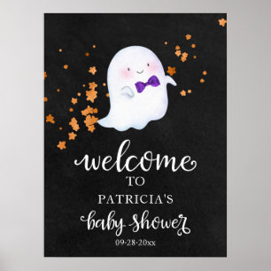Cute Ghost Halloween Baby shower Welcome Sign Poster