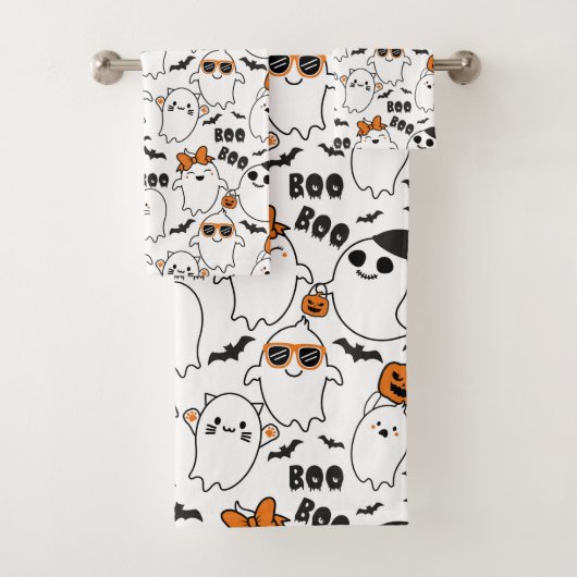 Cute Ghost Halloween Bath Towel Set Bad Handdoek (Insitu)