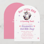 Cute Ghost Halloween Birthday Invitation Kaart (Voorkant / Achterkant)