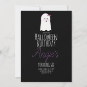 Cute Ghost Halloween Birthday Party Event Black Kaart (Voorkant)