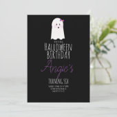 Cute Ghost Halloween Birthday Party Event Black Kaart (Staand voorkant)