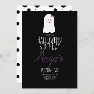 Cute Ghost Halloween Birthday Party Event Black Kaart