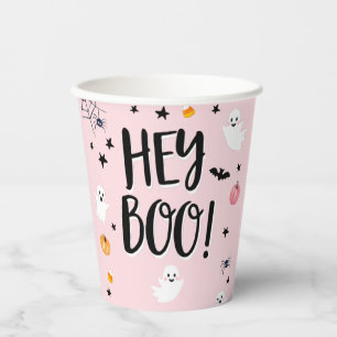 Cute Ghost Halloween Birthday Party Girl Pink Papieren Bekers