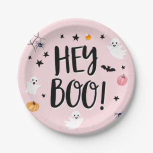 Cute Ghost Halloween Birthday Party Girl Pink Papieren Bordje