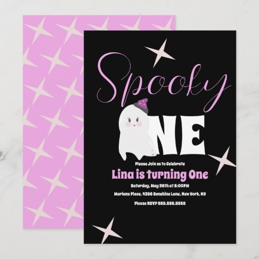 Cute Ghost Halloween Birthday Spooky One Kaart (Voorkant / Achterkant)