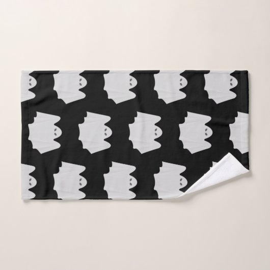 Cute Ghost Halloween Black en White Pattern Bad Handdoek (Handdoek)