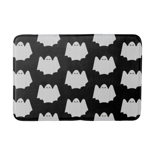 Cute Ghost Halloween Black en White Pattern Badmat (Voorkant)