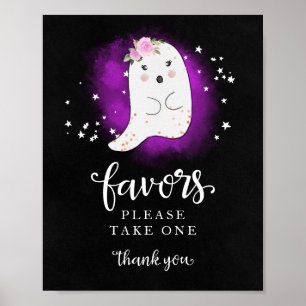 Cute Ghost Halloween Girl Baby Shower Favor Bordje Poster