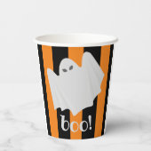 Cute Ghost Halloween Oranje en Black Stripes Papieren Bekers (Achterkant)