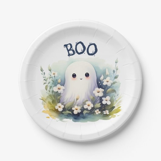 Cute Ghost Halloween Papieren Bordje (Voorkant)