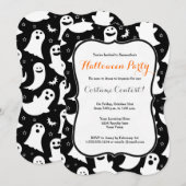 Cute Ghost Halloween Party Invitation Kaart (Voorkant / Achterkant)