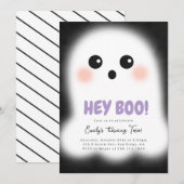 Cute Ghost Halloween Party Invitation Kaart (Voorkant / Achterkant)
