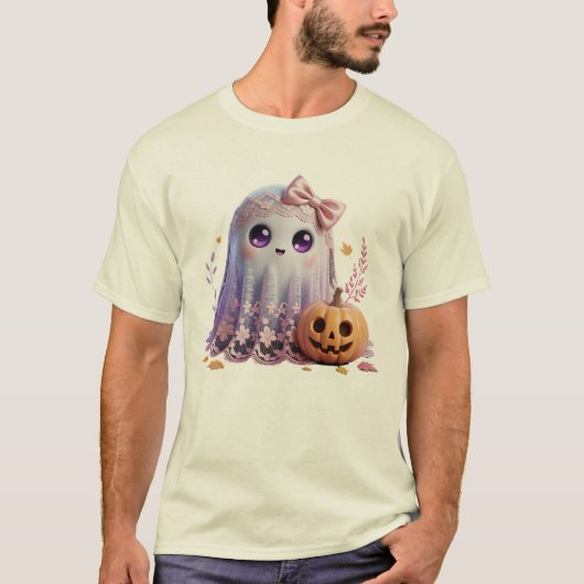 Cute Ghost Halloween Shirt – Kawaii Pastel Tshirt (Voorkant)