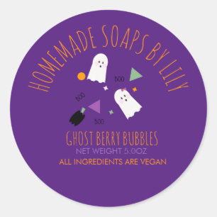 Cute Ghost Halloween Soap Homemade Business Ronde Sticker